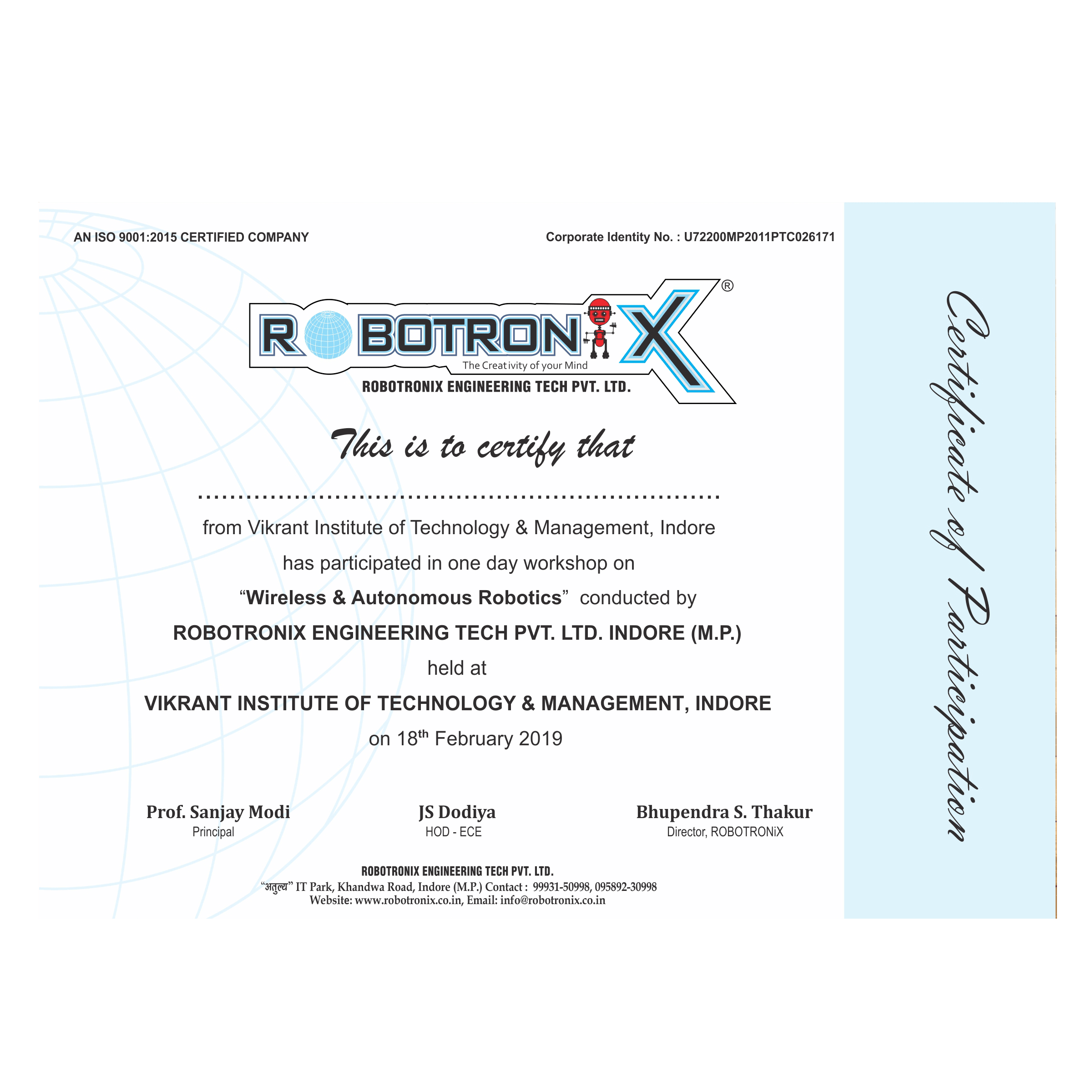 Robotronix Certificate